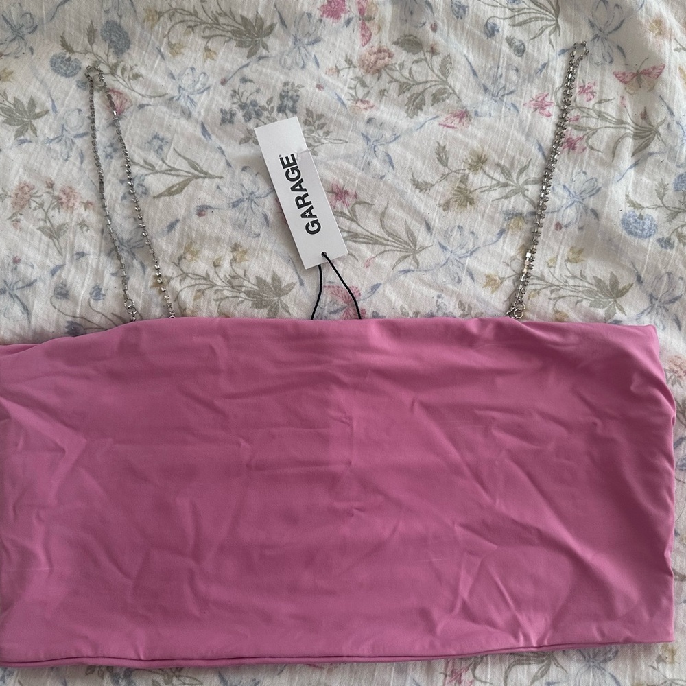 Garage Rhinestone Pink Tube Top
